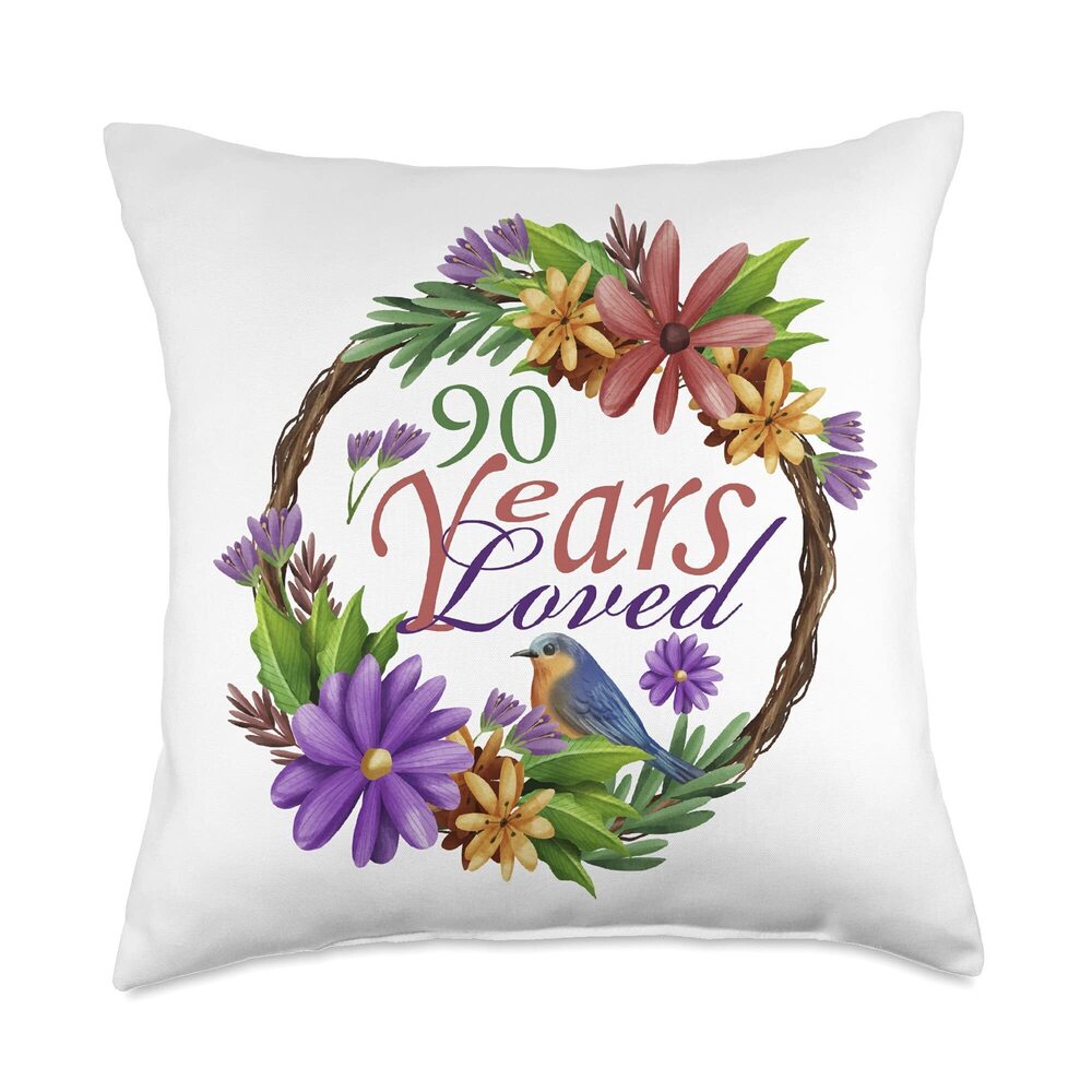 9572 90 Years Loved, 90th Birthday , Grandma, Mother Throw Pillow